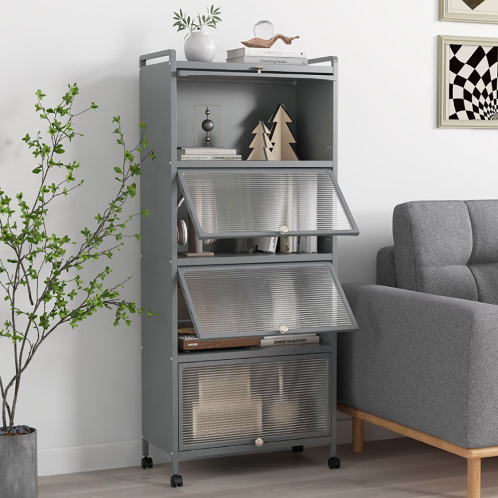 Five-Tier Kitchen Baker's Rack with Slide-Away Cabinet Doors