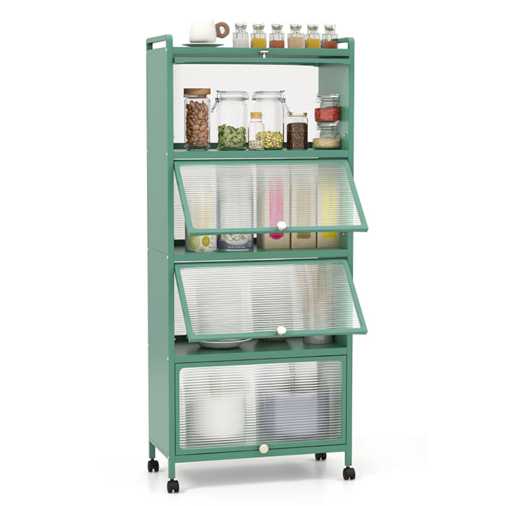 Five-Tier Kitchen Baker's Rack with Slide-Away Cabinet Doors