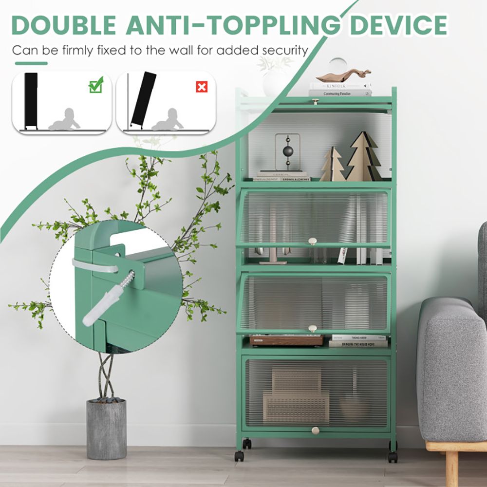 Five-Tier Kitchen Baker's Rack with Slide-Away Cabinet Doors