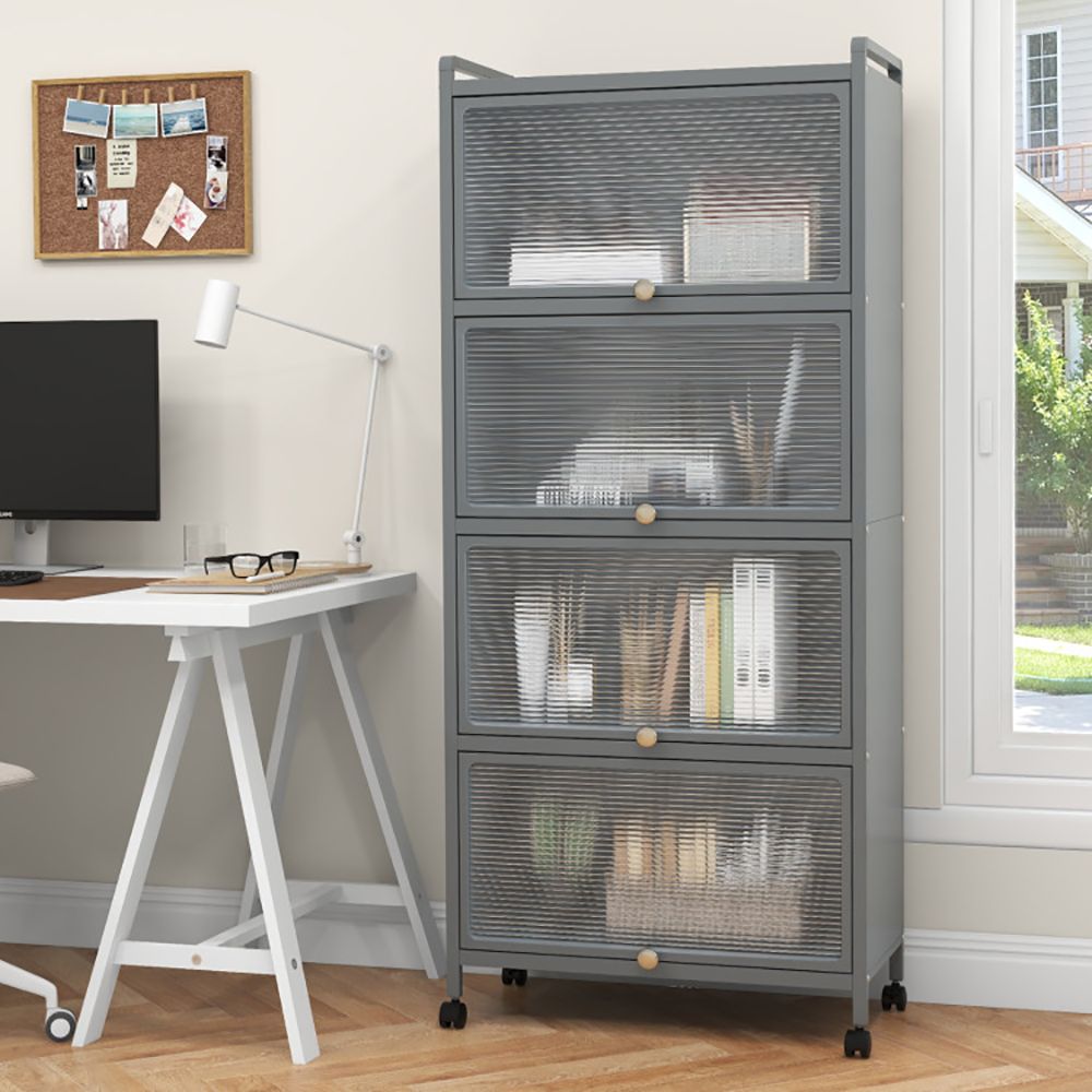 Five-Tier Kitchen Baker's Rack with Slide-Away Cabinet Doors