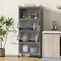 Five-Tier Kitchen Baker's Rack with Slide-Away Cabinet Doors