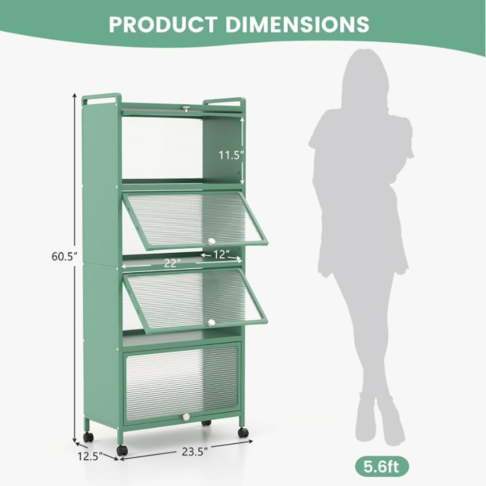 Five-Tier Kitchen Baker's Rack with Slide-Away Cabinet Doors