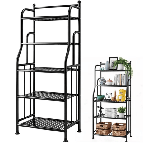 Five-Tier Slatted Storage Shelf with Side Guardrails