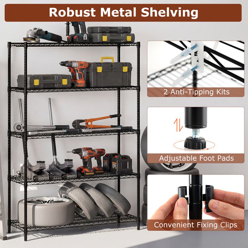 5-Tier V-Shaped Rack Storage Shelving Unit