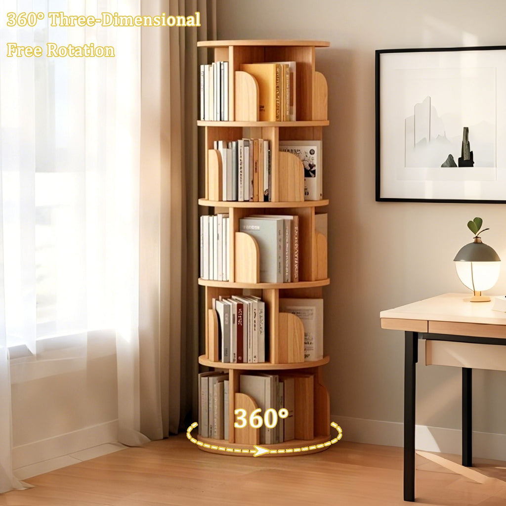 Rotating Bookshelf Tower for Small-Space Display