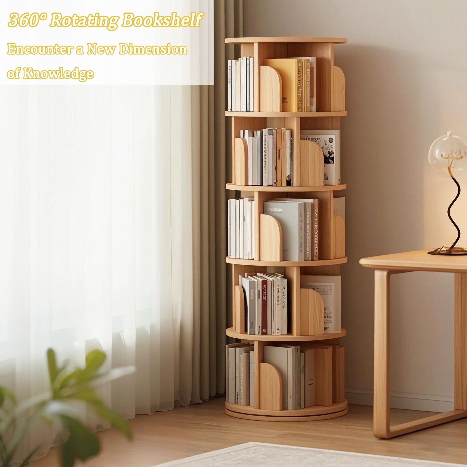 Rotating Bookshelf Tower for Small-Space Display