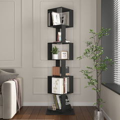5-Tier Rotating Bookshelf with Clear Shelves – Space-Saving Storage for Living Room