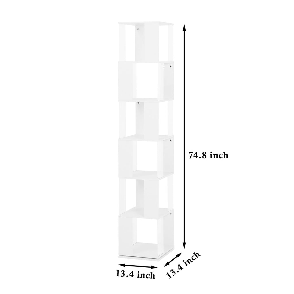 5-Tier Rotating Bookshelf with Clear Shelves – Space-Saving Storage for Living Room