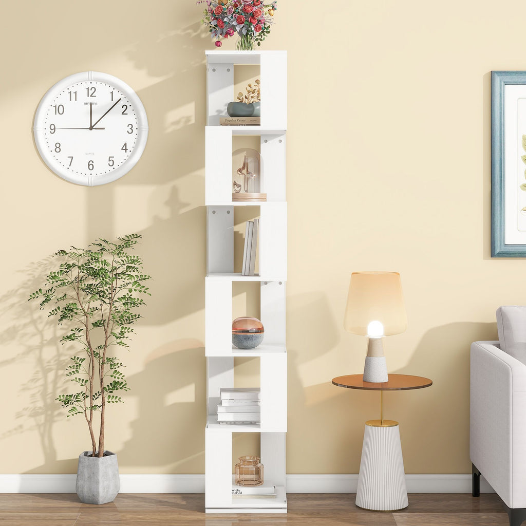 5-Tier Rotating Bookshelf with Clear Shelves – Space-Saving Storage for Living Room