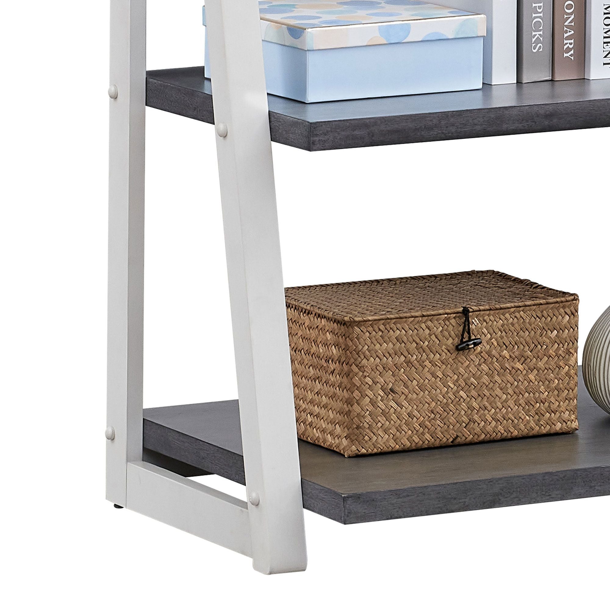 Solid Rubber Wood 5-Tier Ladder Shelf – Space-Saving Storage