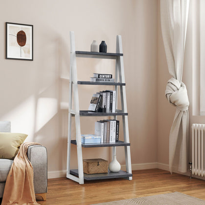 5-Tier Ladder Shelf – Space-Saving Storage Rack for Home Office, Living Room, Kitchen