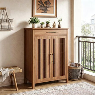 Farmhouse Shoe Cabinet with Flexible Interior Storage