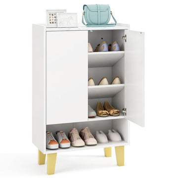 Faux Marble Shoe Cabinet with Adjustable Tilting Shelves