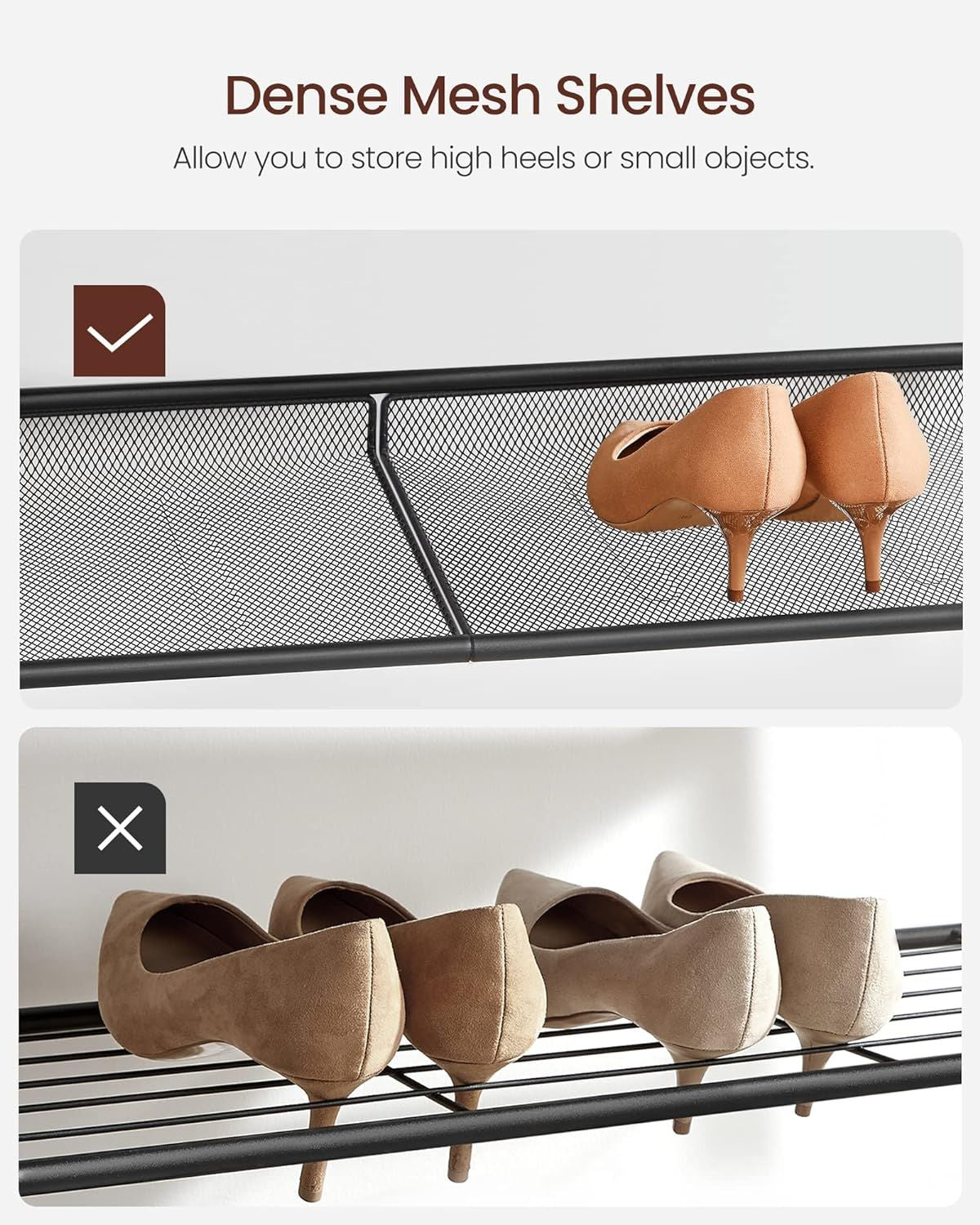 Five-Tier Freestanding Shoe Rack with Open Shelves for Heels and High-Tops