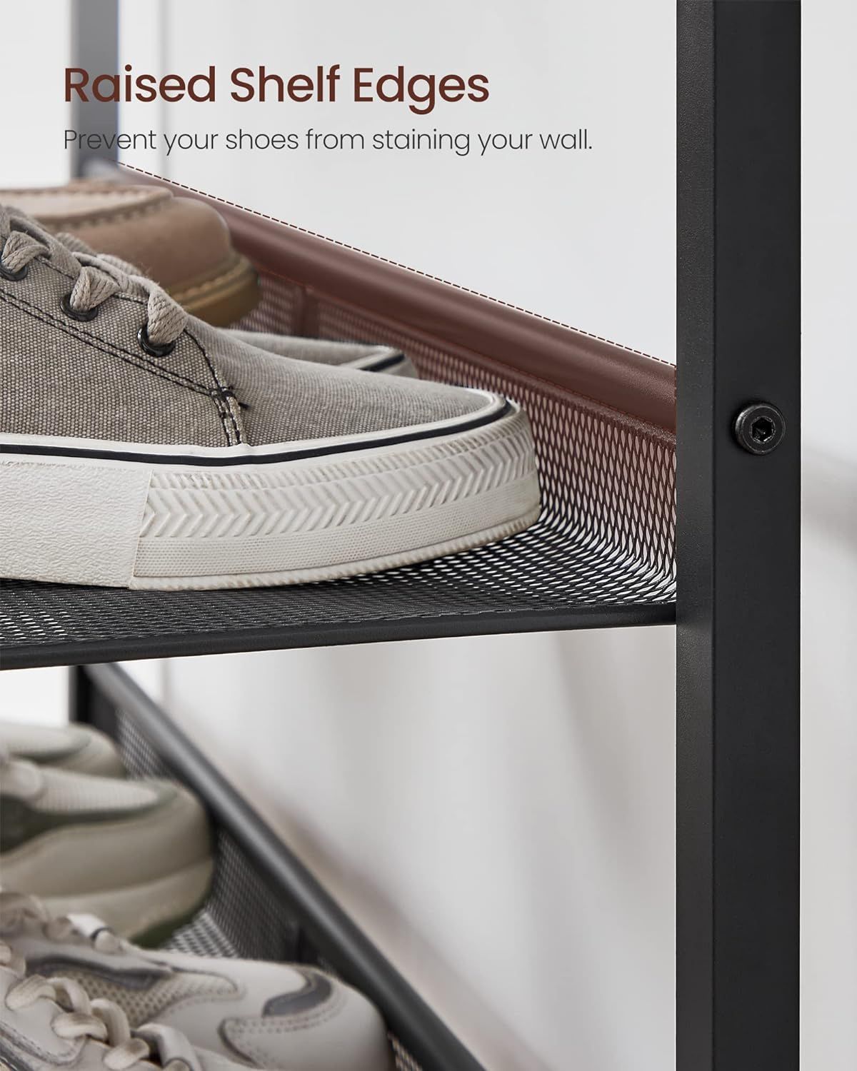 Five-Tier Freestanding Shoe Rack with Open Shelves for Heels and High-Tops