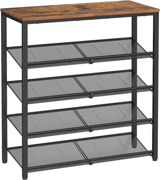 Five-Tier Freestanding Shoe Rack with Open Shelves for Heels and High-Tops