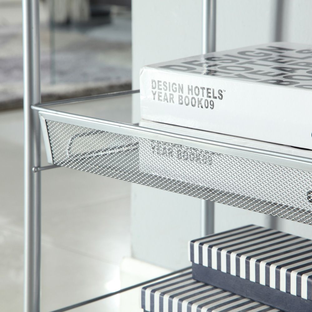 Five-Tier Rolling Storage Cart with Lockable Wheels and Hooks