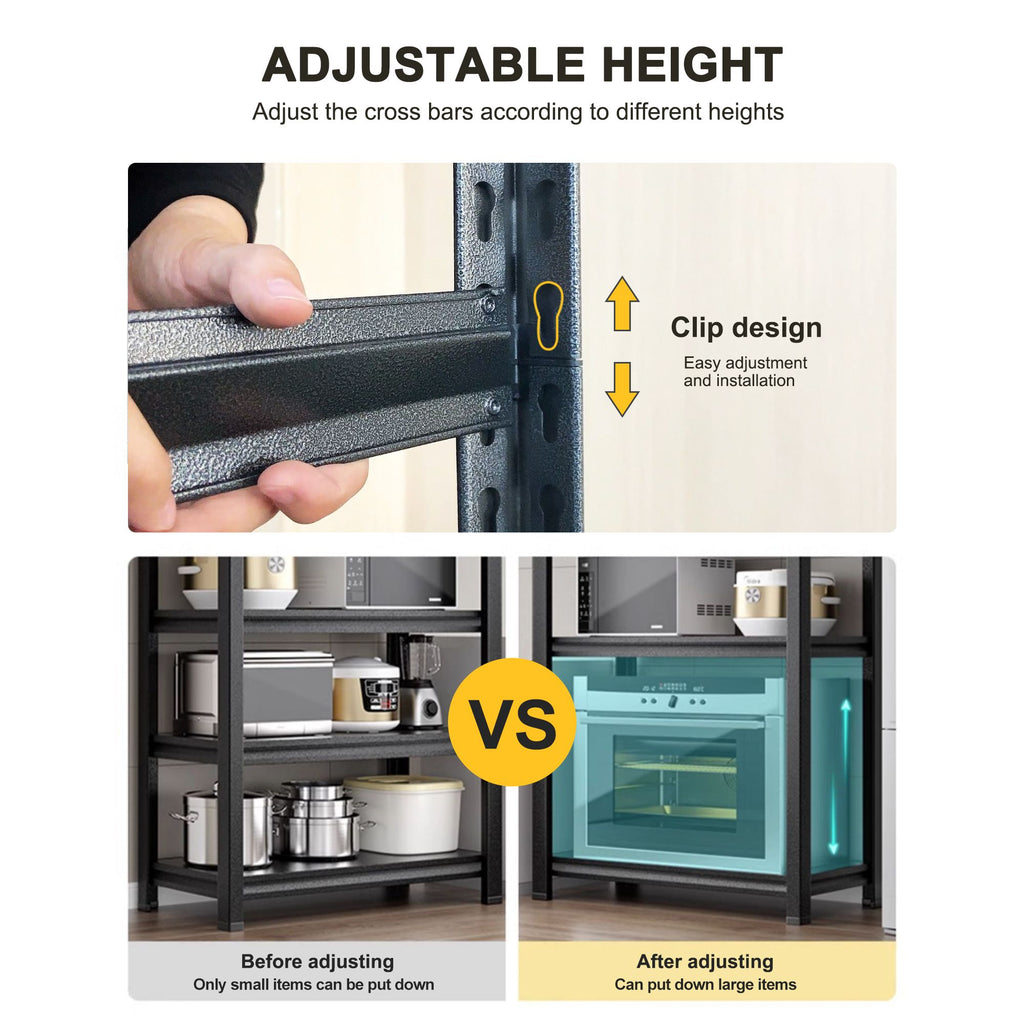 5 Tier Storage Shelves, Adjustable Metal Shelving Unit, Black, Needs Assembly
