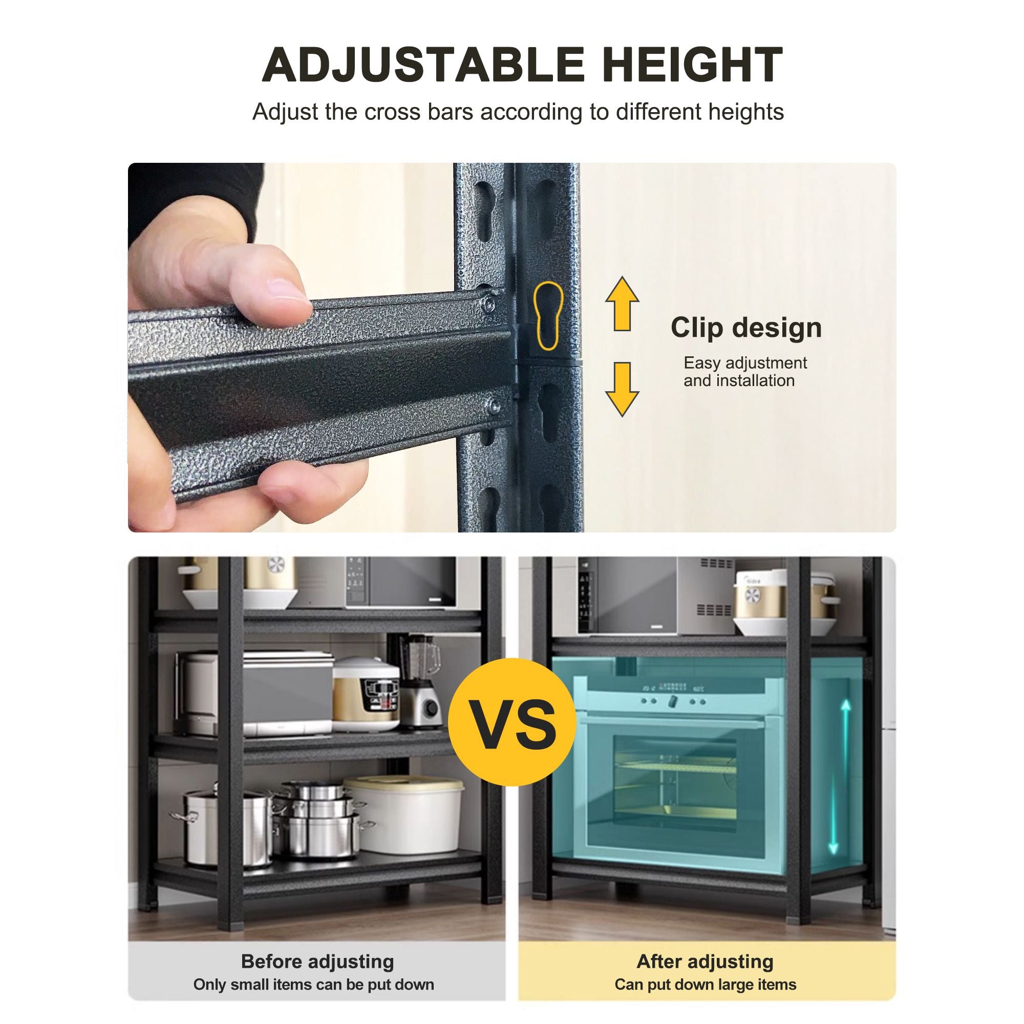 5 Tier Storage Shelves, Adjustable Metal Shelving Unit, Black, Needs Assembly