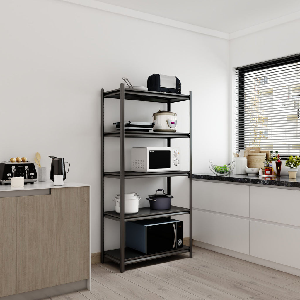 5 Tier Storage Shelves, Adjustable Metal Shelving Unit, Black, Needs Assembly
