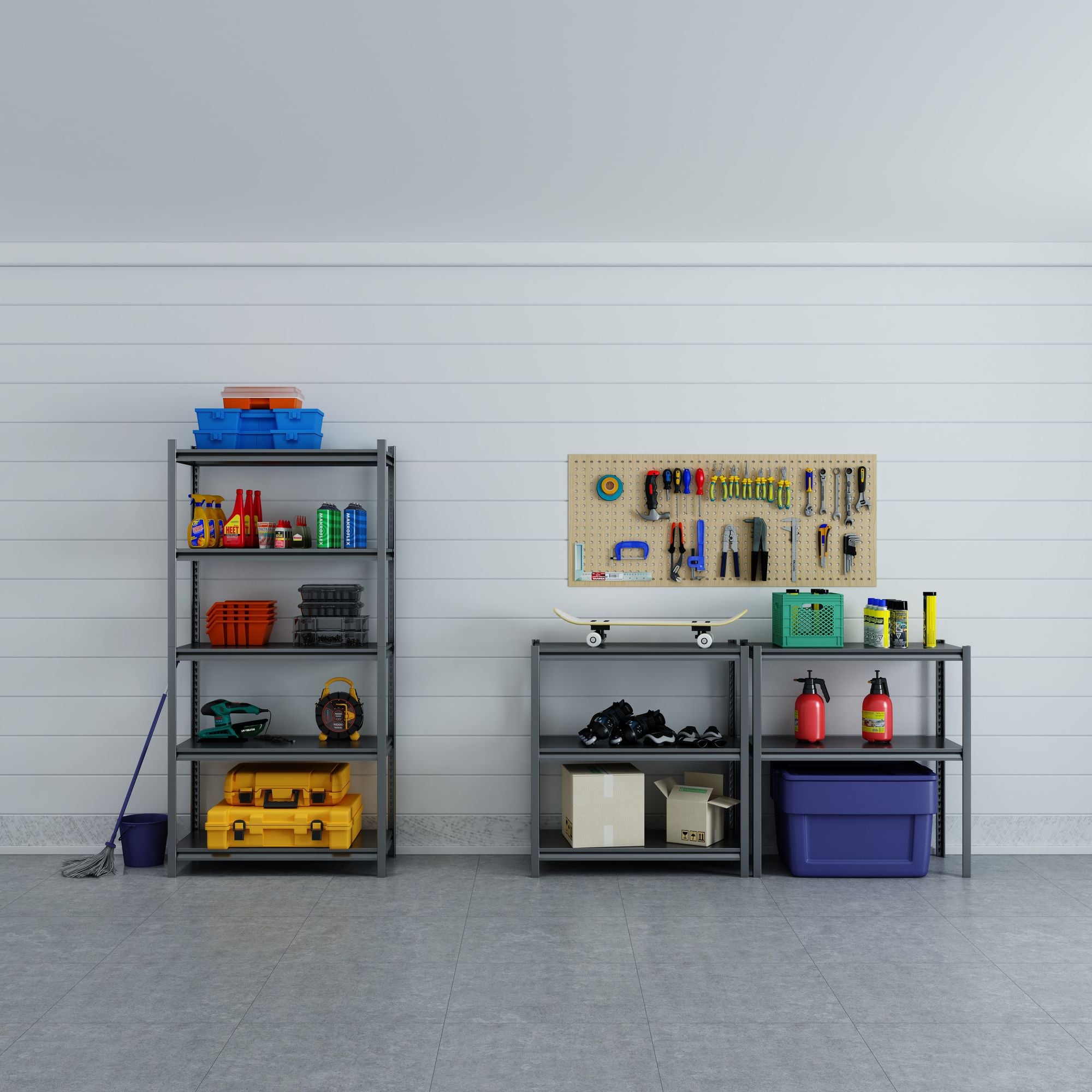 5 Tier Storage Shelves, Adjustable Metal Shelving Unit, Black, Needs Assembly
