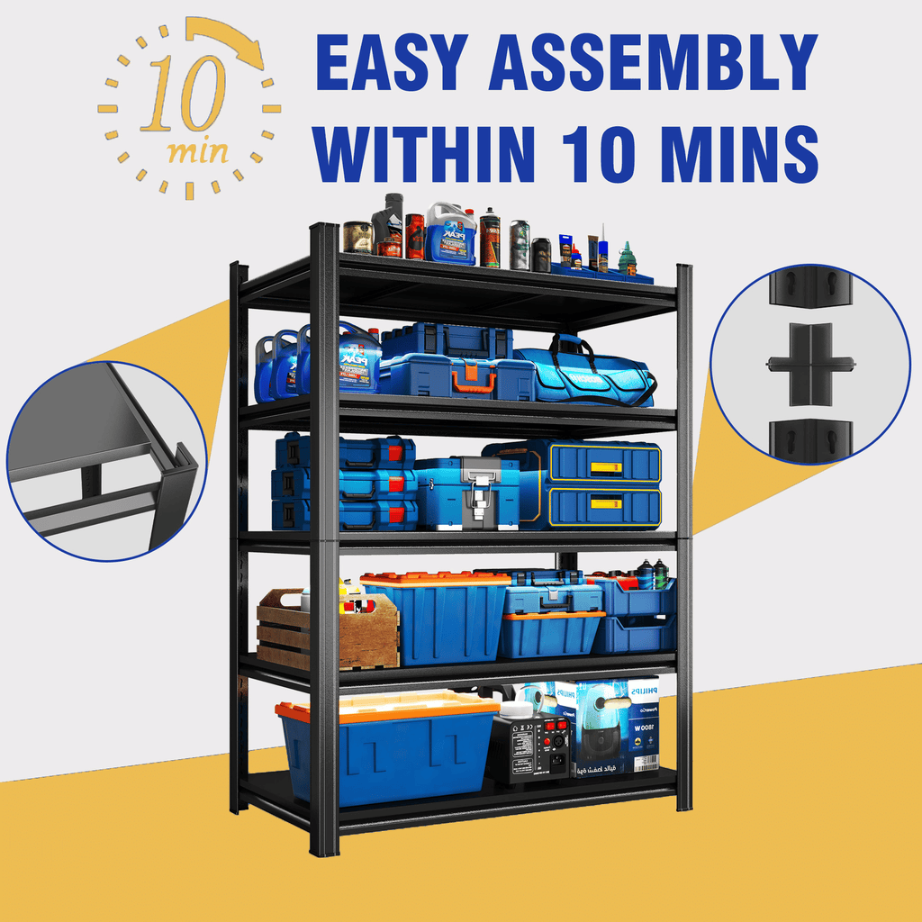 5 Tier Storage Shelves, Adjustable Metal Shelving Unit, Black, Needs Assembly