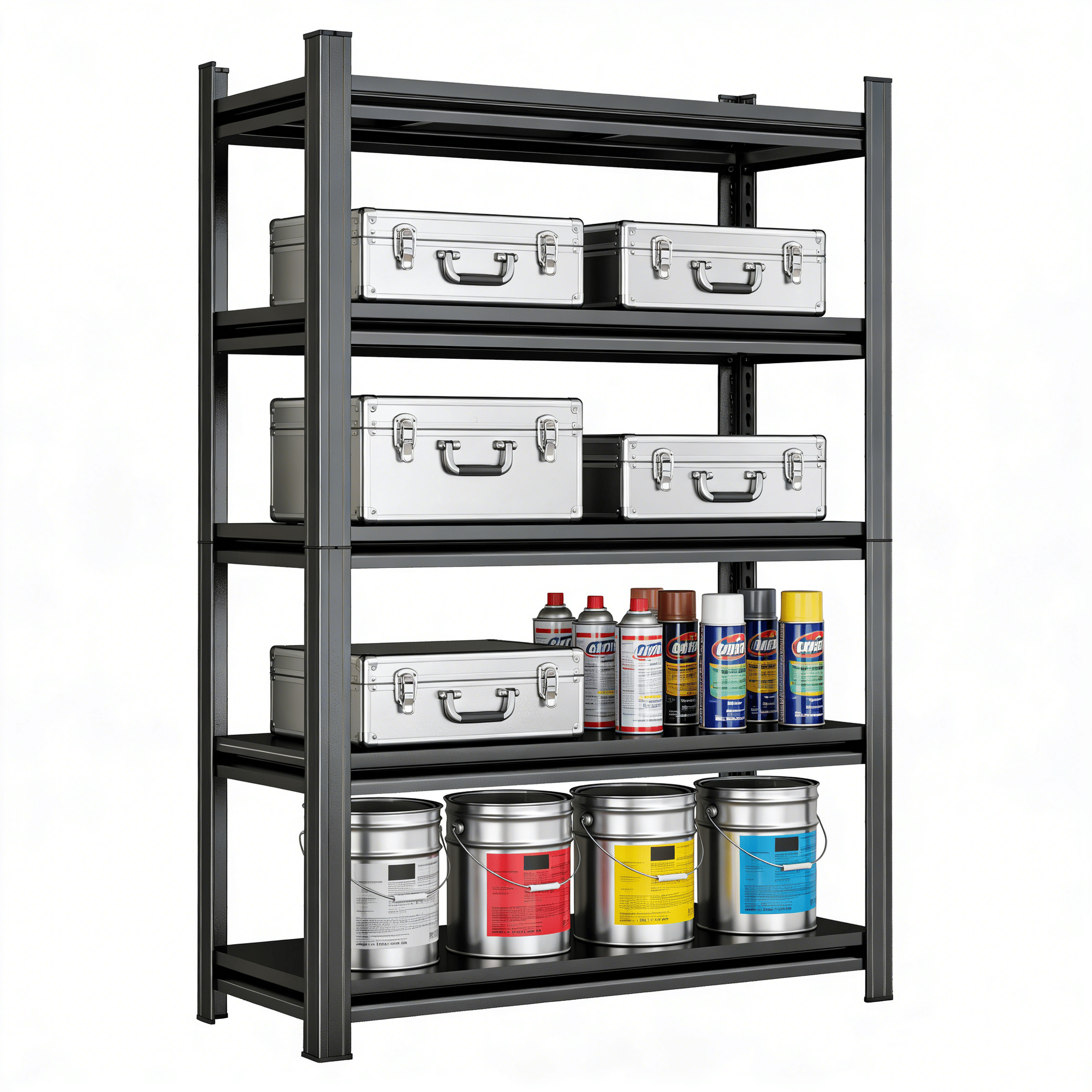 5 Tier Storage Shelves, Adjustable Metal Shelving Unit, Black, Needs Assembly