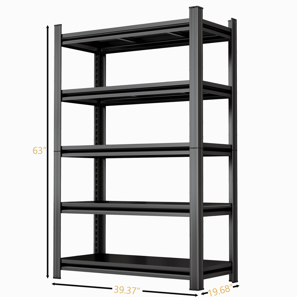 5 Tier Storage Shelves, Adjustable Metal Shelving Unit, Black, Needs Assembly
