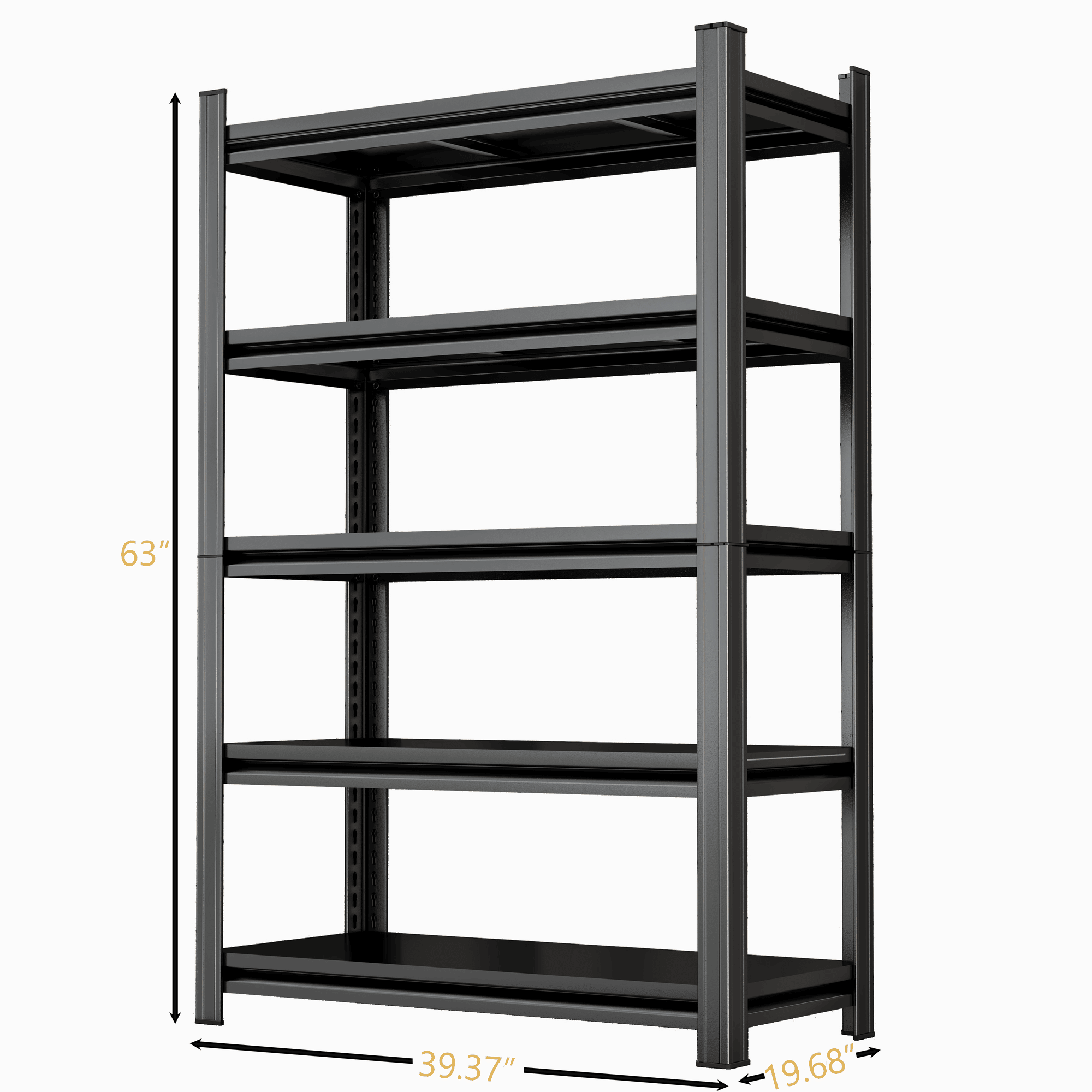 5 Tier Storage Shelves, Adjustable Metal Shelving Unit, Black, Needs Assembly