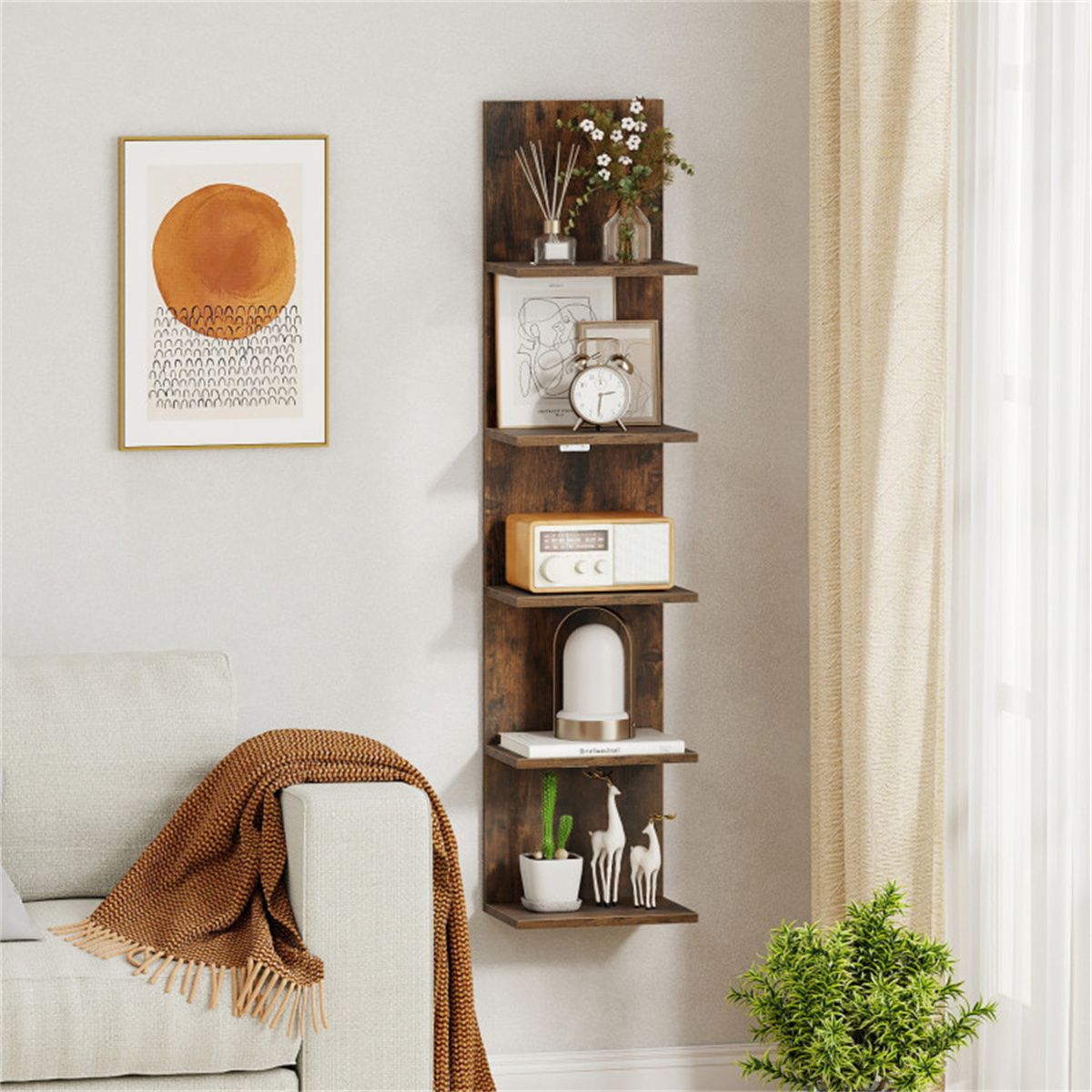 5-Tier Wall Mounted Floating Shelf for Stylish Storage and Display