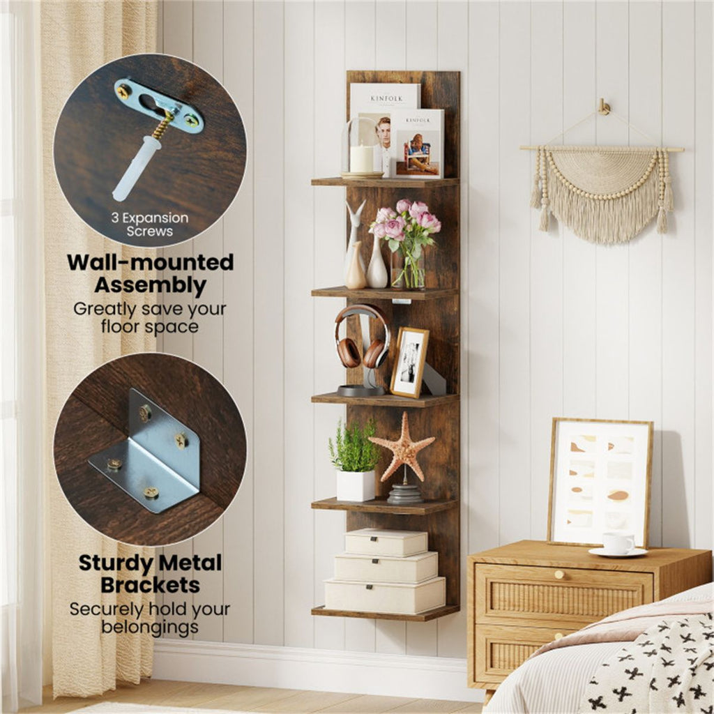 5-Tier Wall Mounted Floating Shelf for Stylish Storage and Display