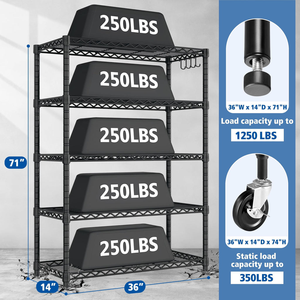 Flexible Five-Tier Rolling Shelving for Busy Spaces