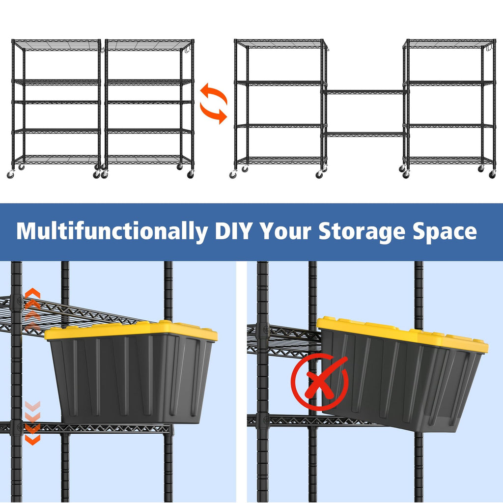 Flexible Five-Tier Rolling Shelving for Busy Spaces