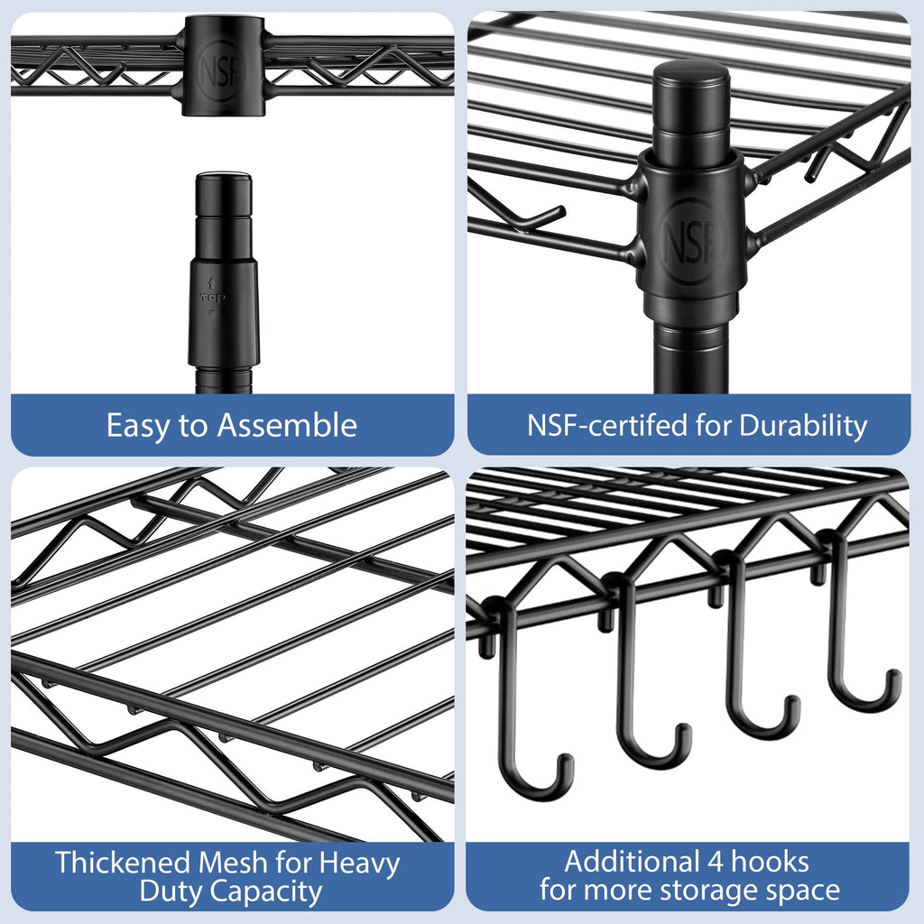 5-Tier Wire Shelving Unit with Wheels – Adjustable & Mobile Storage