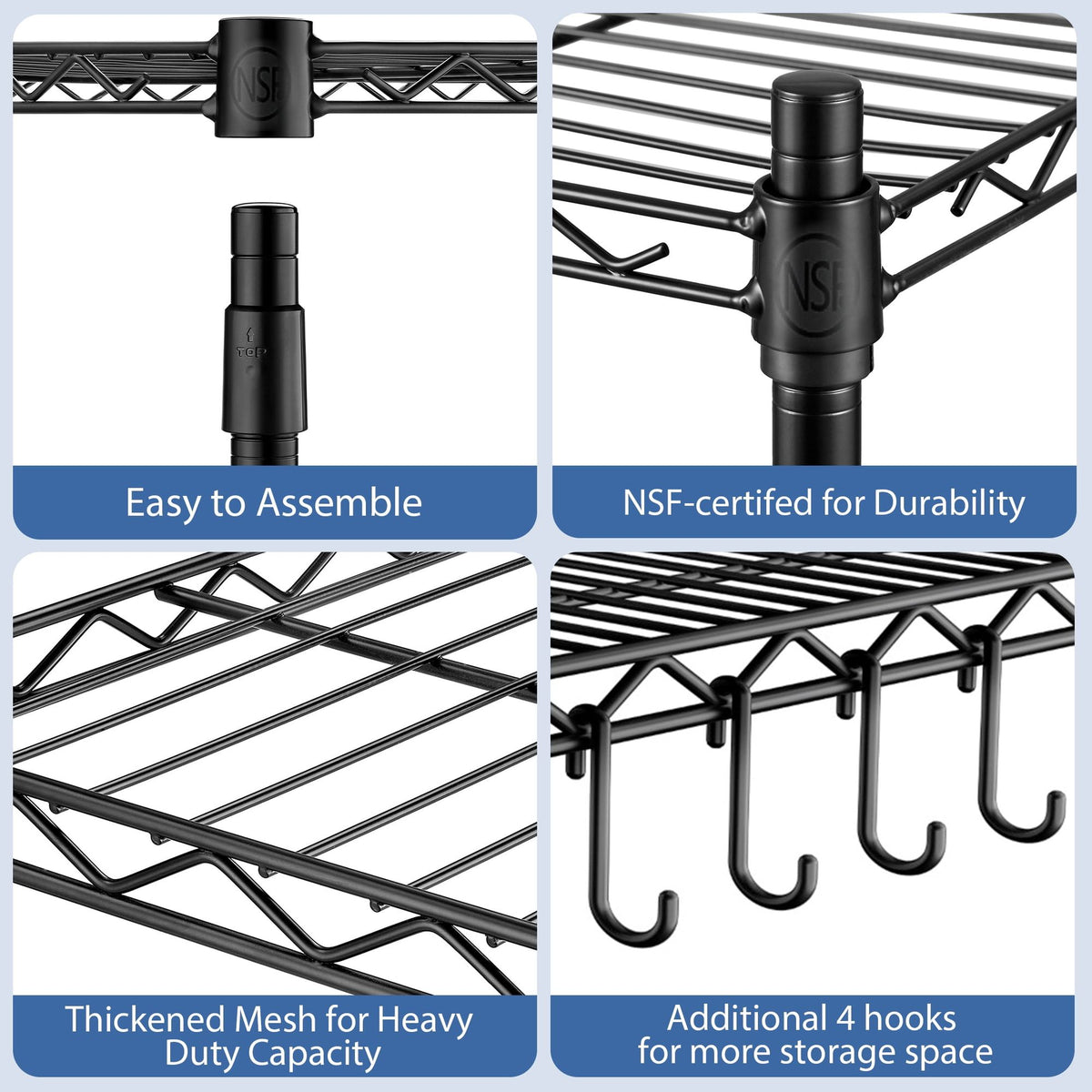 5-Tier Wire Shelving Unit with Wheels – Adjustable & Mobile Storage