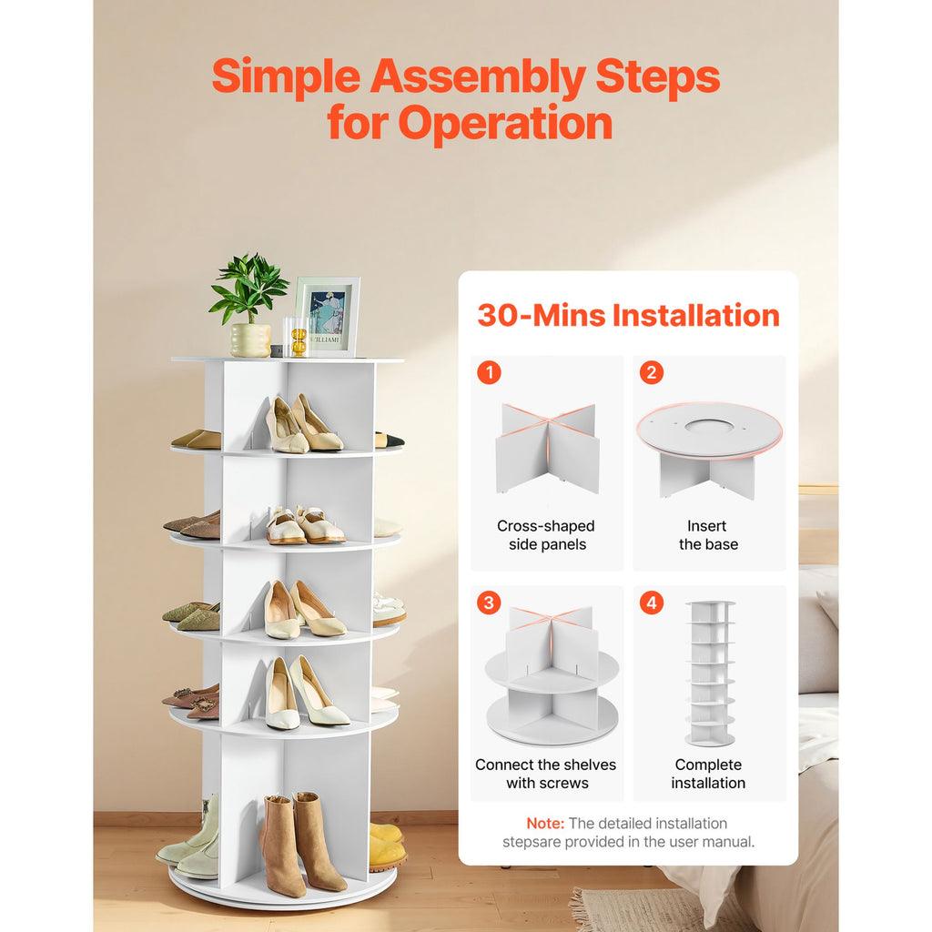 360° Rotating Shoe Rack Tower – Freestanding Spinning Organizer