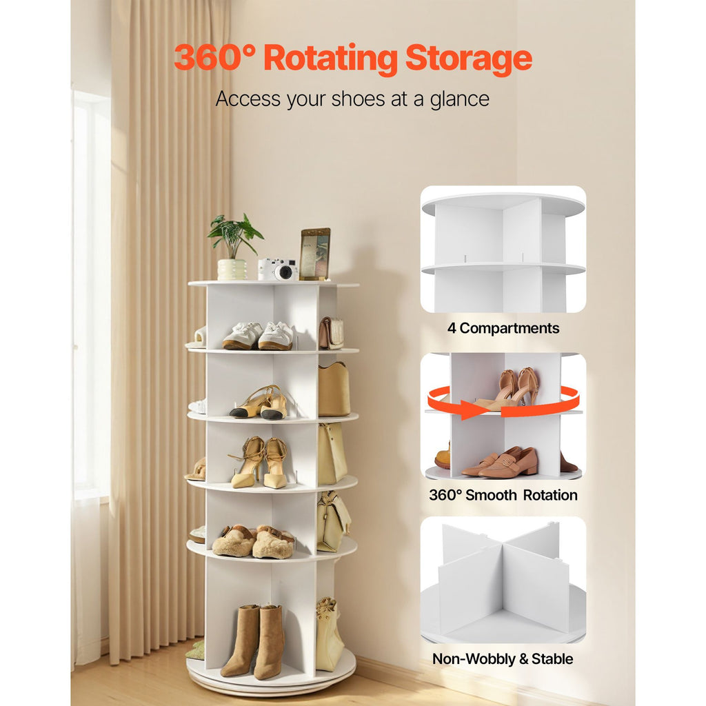 360° Rotating Shoe Rack Tower – Freestanding Spinning Organizer