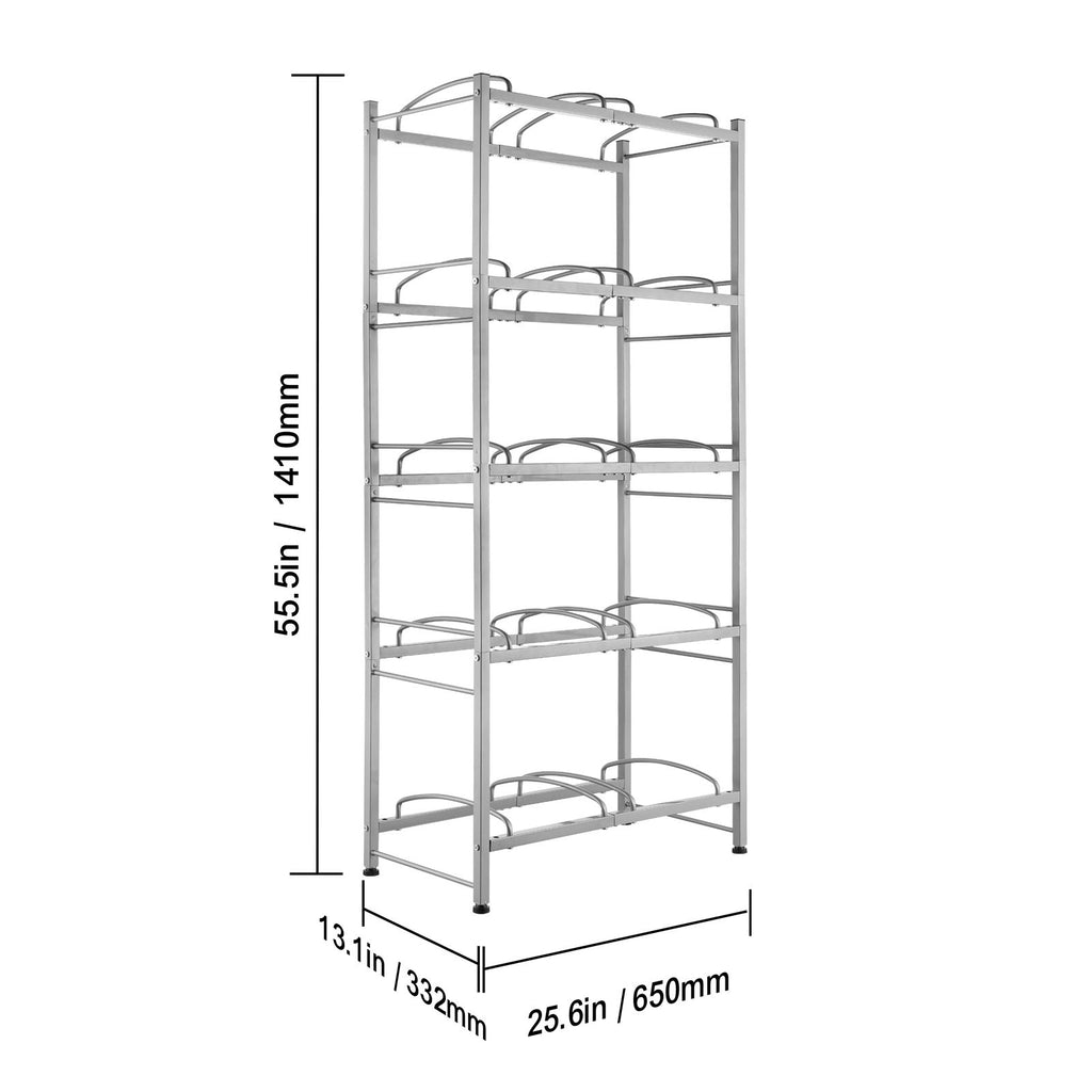 5 Tiers Water Jug Holder, 5 Gallon Water Bottle Holder, Double Row Water Bottle Rack for 10 Bottles