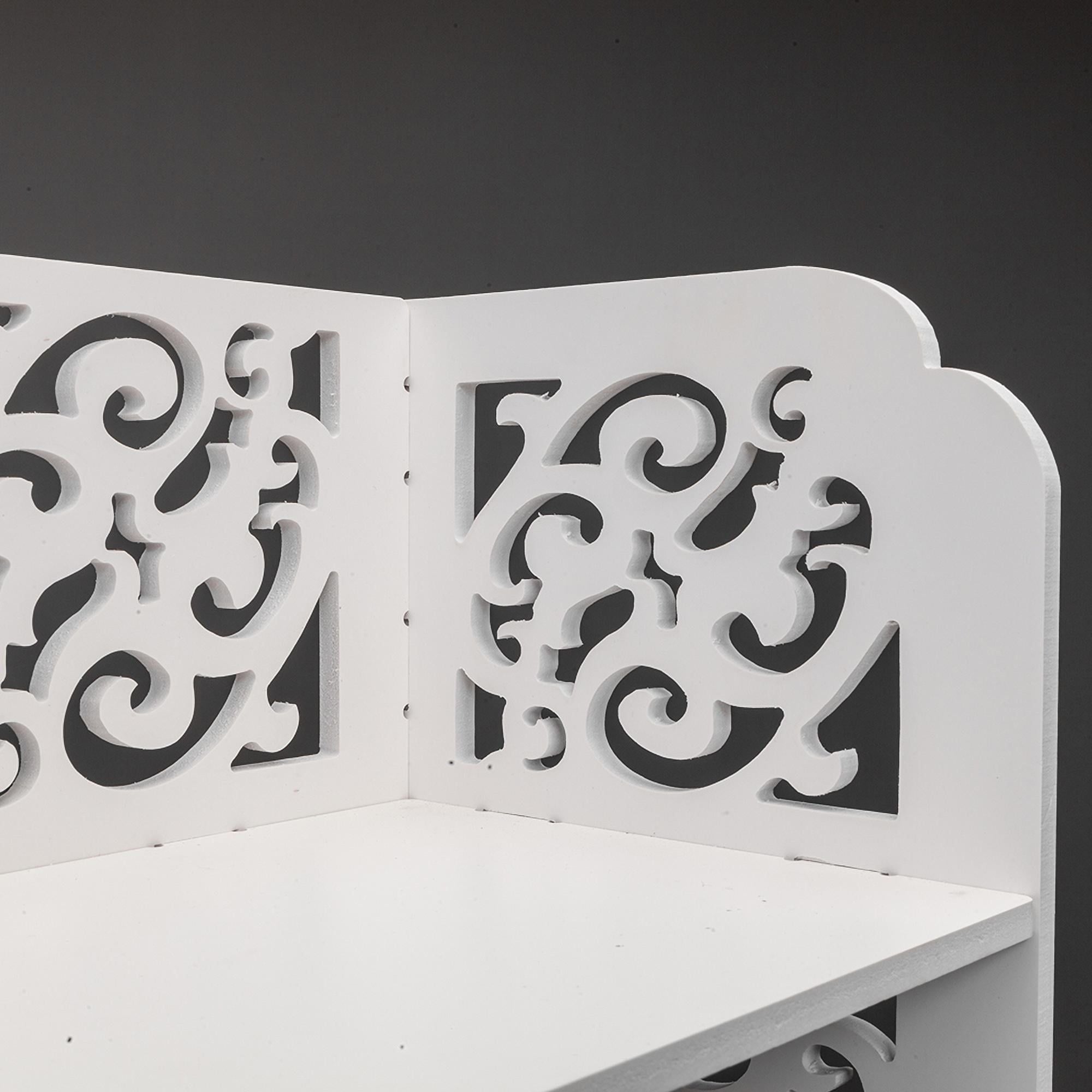 Five-Tier White Shoe Rack with Carved Detail