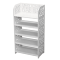Five-Tier White Shoe Organizer with Carved Detail