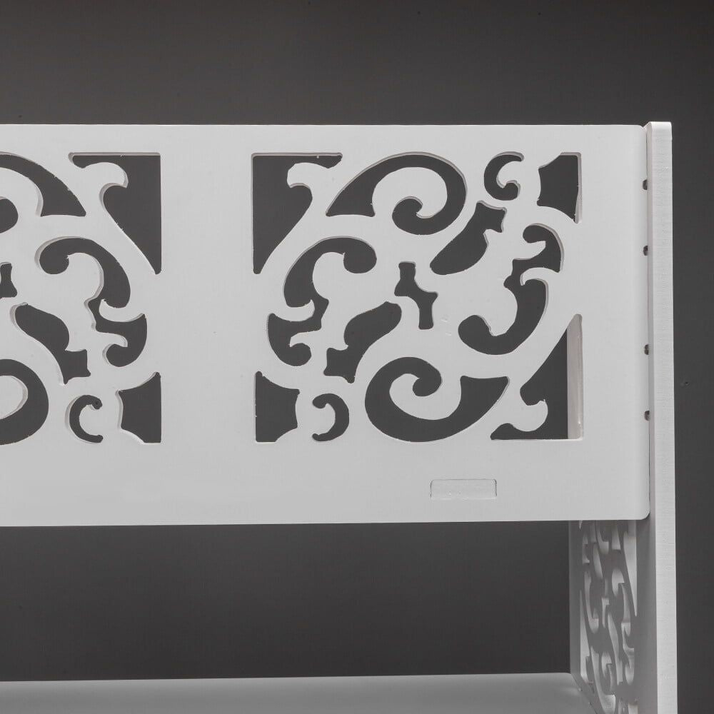 Five-Tier White Shoe Rack with Carved Detail