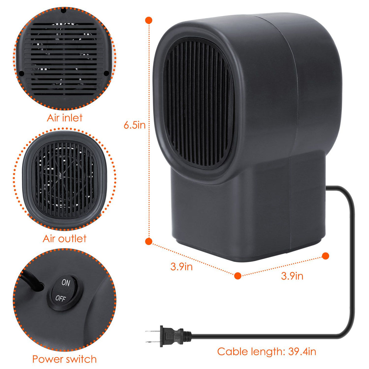 Compact Personal Desktop Fan Heater