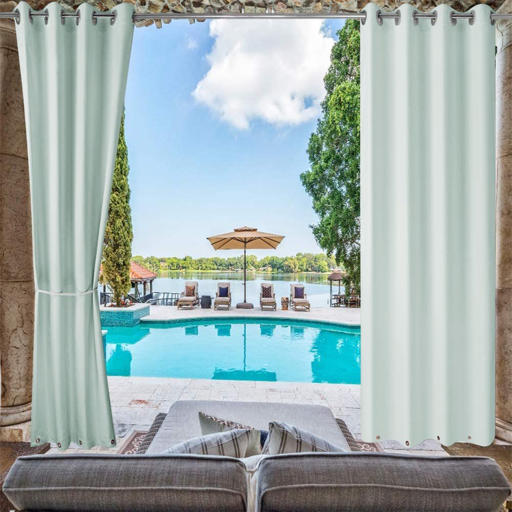 Beige Outdoor Privacy Curtain with Dual Perforations