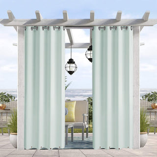 Beige Outdoor Privacy Curtain with Dual Perforations