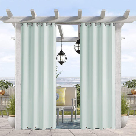 Beige Outdoor Privacy Curtain with Dual Perforations