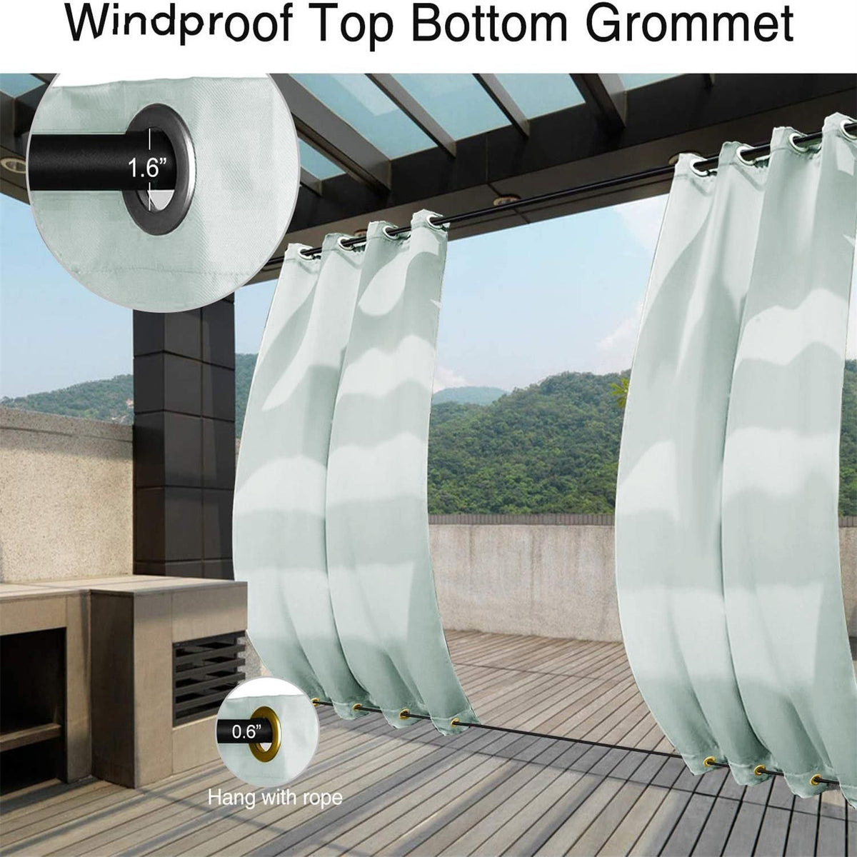 Beige Outdoor Privacy Curtain with Dual Perforations