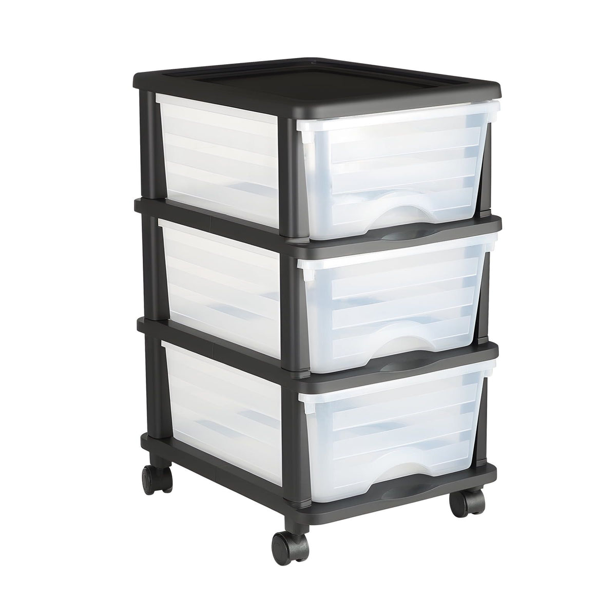 Three-Drawer Rolling Cart with Removable Wheels for Home and Office