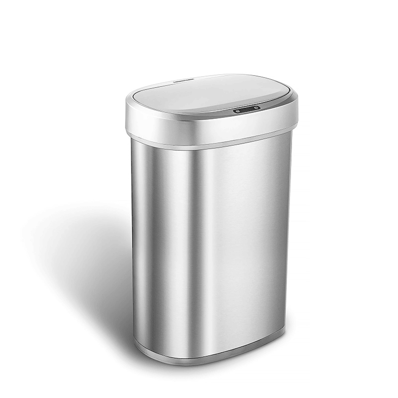 50L Brushed Silver Stainless Steel Automatic Sensor Trash Can – Touchless Motion Activated with Auto Close