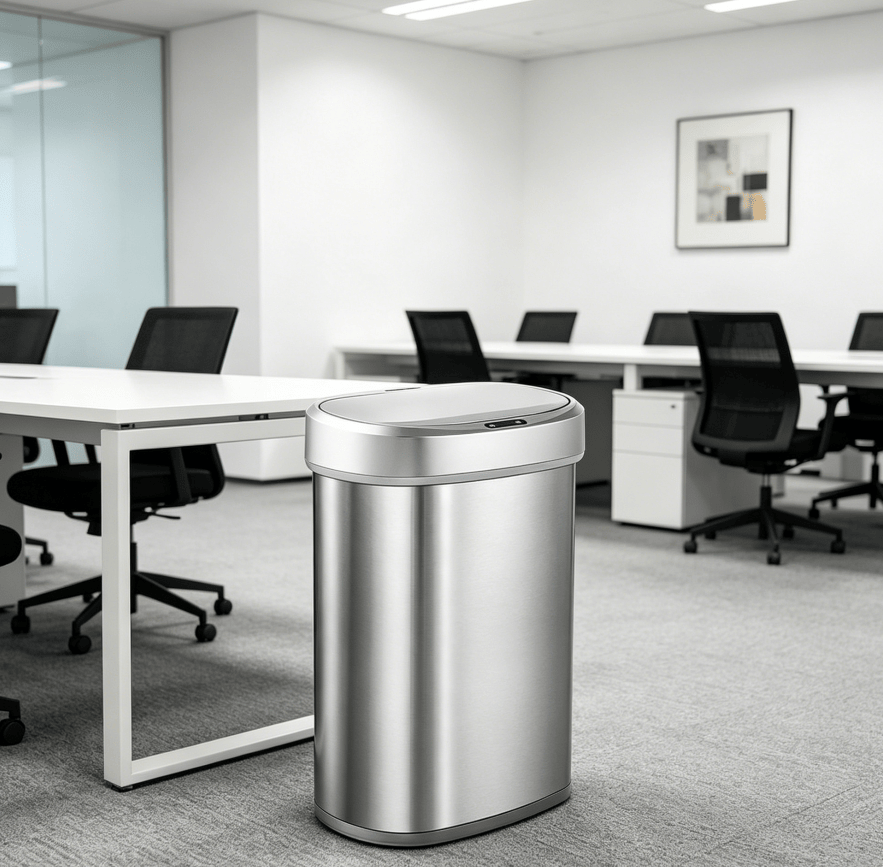 50L Brushed Silver Stainless Steel Automatic Sensor Trash Can – Touchless Motion Activated with Auto Close