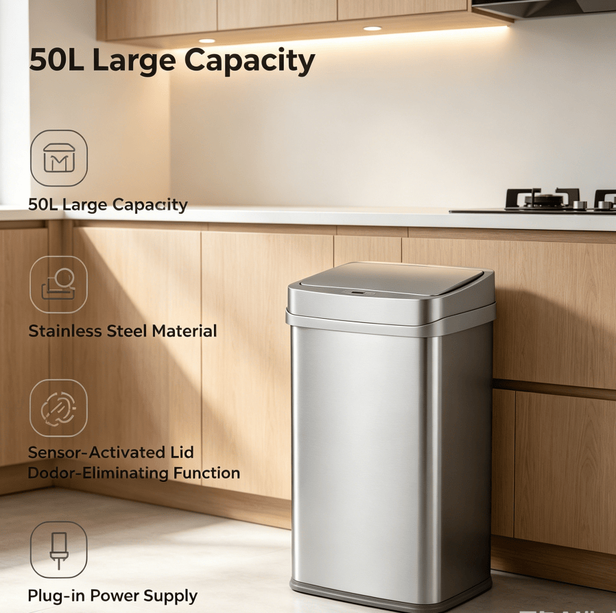 Plug-In Touchless Trash Can with Deodorizing Function